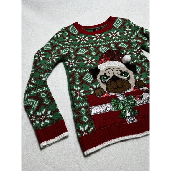 Pug Christmas Sweater It's Our Time Santa Christmas Present Large Youth Dog - Picture 2 of 11